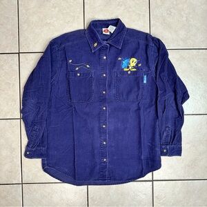 Warner Bros. Navy Corduroy Shirt with Yellow & Red Looney Tunes Patch